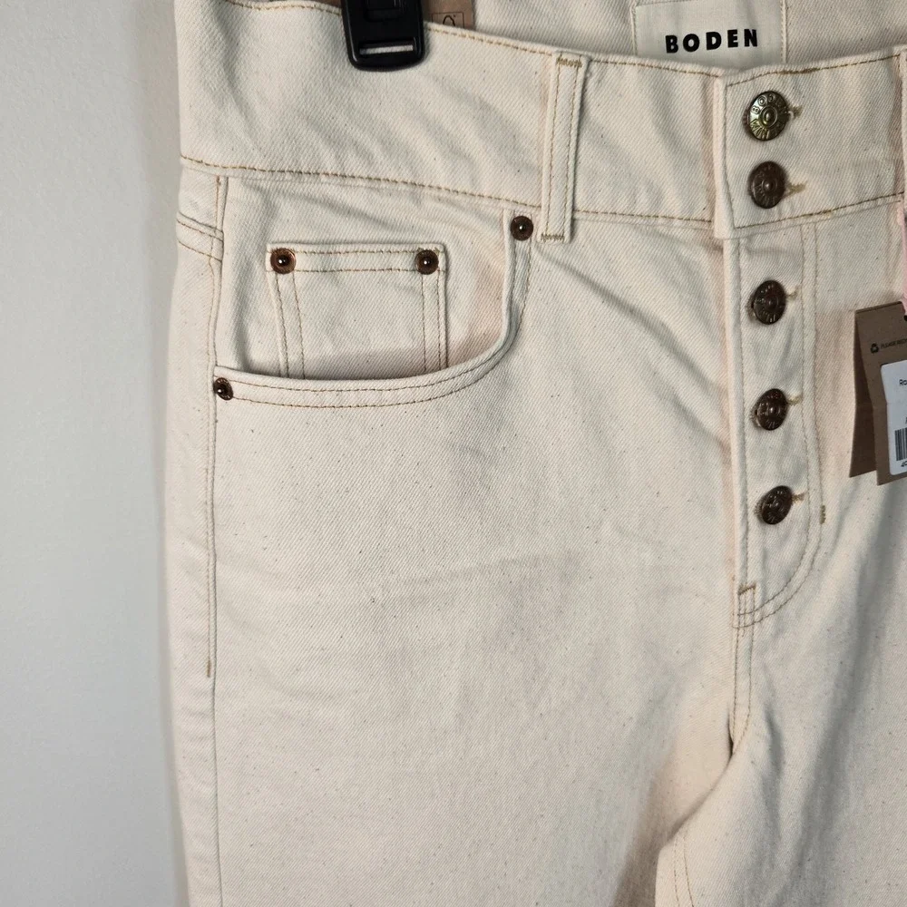 NWT Boden 10 Ultra High Rise Wide Leg Skater Cream Punk Oversized Neutral 29X32 - Picture 3 of 14